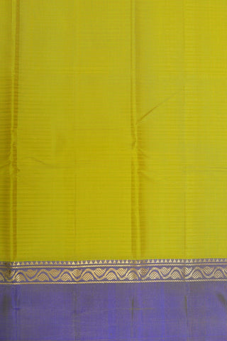Ganga Jamuna Zari Border In Stripes Lime Green Kanchipuram Silk Saree