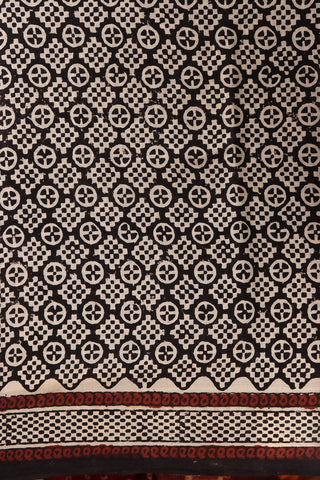 Geometric Design Black Jaipur Cotton Saree