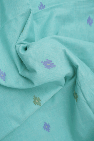Geometric Buttas Dusty Jade Green Bengal Cotton Saree