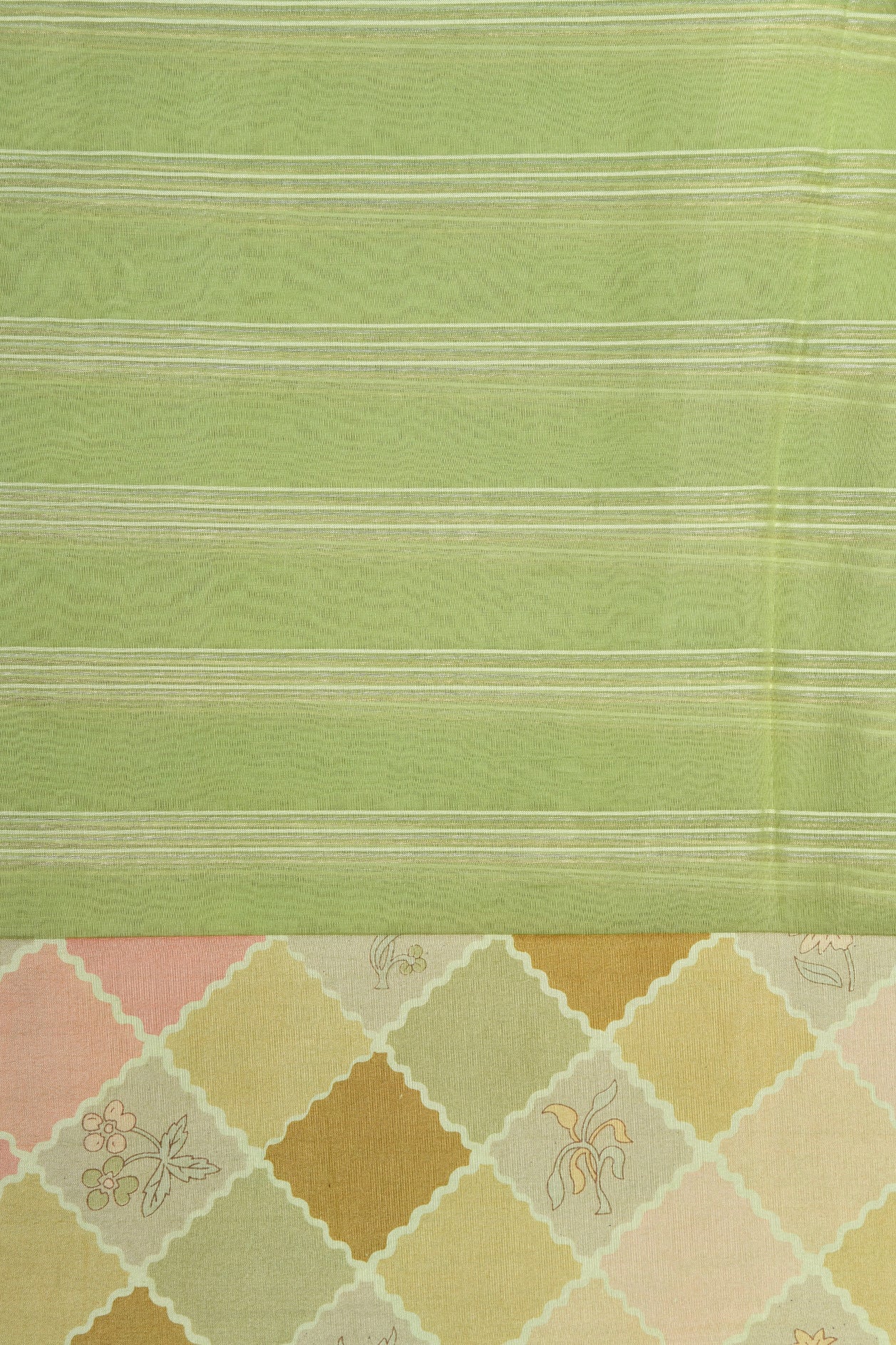 Stripes Design Pastel Green Organza Silk Saree