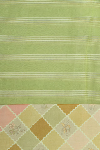 Stripes Design Pastel Green Organza Silk Saree
