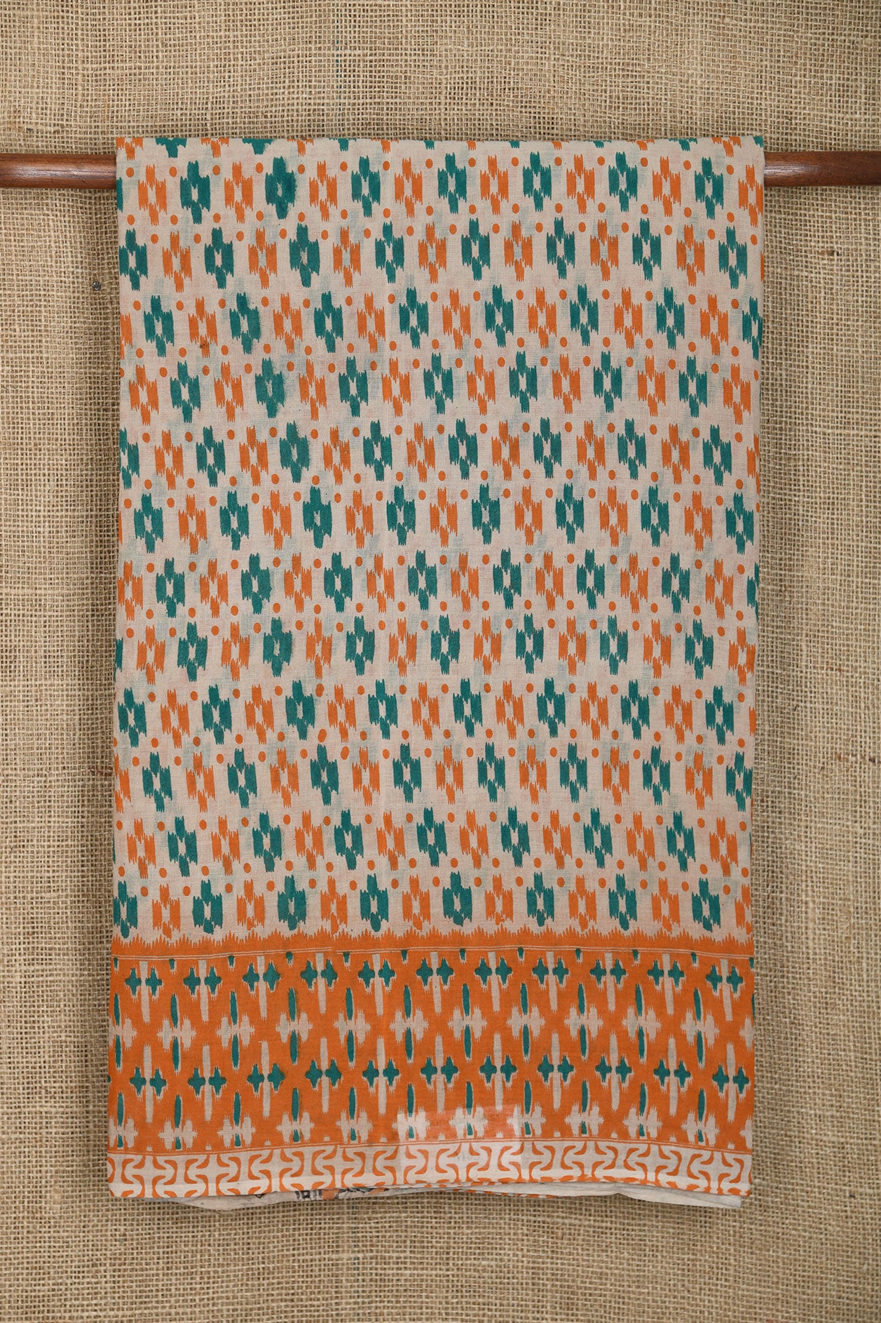 Geometric Design Kalamkari Printed Multicolor Cotton Saree