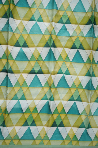 Geometric Digital Printed Multicolor Satin Crepe Saree