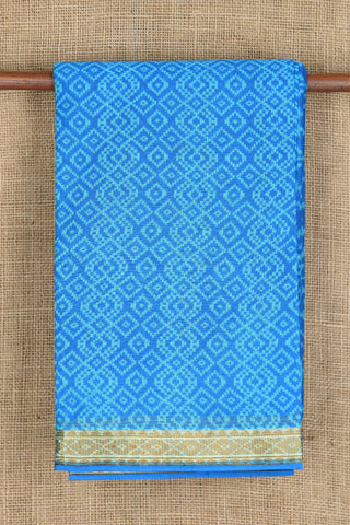 Geometric Pattern Azure Blue Ahmedabad Cotton Saree