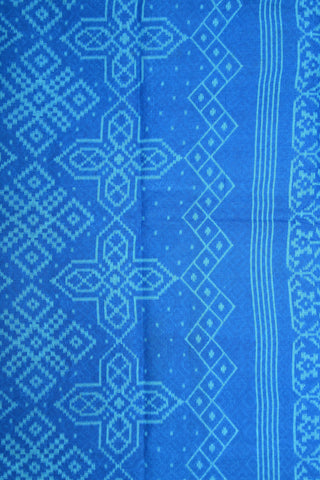 Geometric Pattern Azure Blue Ahmedabad Cotton Saree