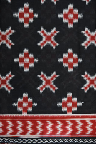 Geometric Pattern Black Printed Ahmedabad Cotton Saree