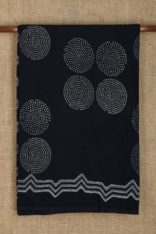 Geometric Pattern Jaipur Printed Black Cotton Saree