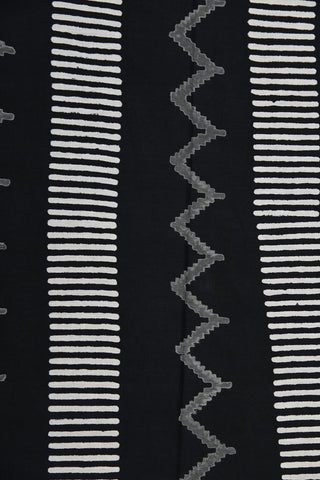 Geometric Pattern Jaipur Printed Black Cotton Saree