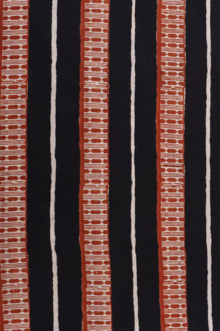 Geometric Pattern Ochre Orange Jaipur Printed Cotton Saree