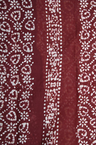 Geometric Pattern Rust Brown Batik Printed Ahmedabad Cotton Saree