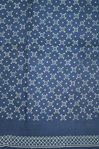 Geometric Pattern Space Blue Tussar Silk Saree