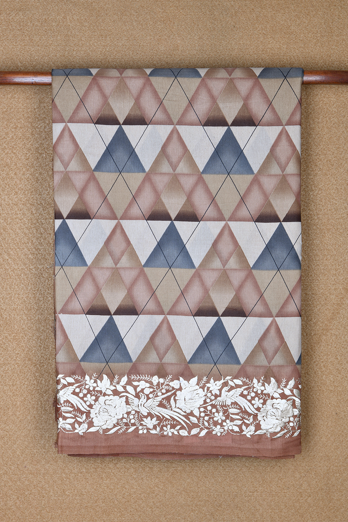 Allover Geometric Printed Multicolor Semi Tussar Silk Saree