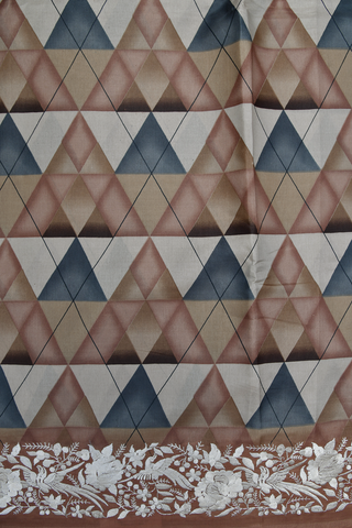 Allover Geometric Printed Multicolor Semi Tussar Silk Saree