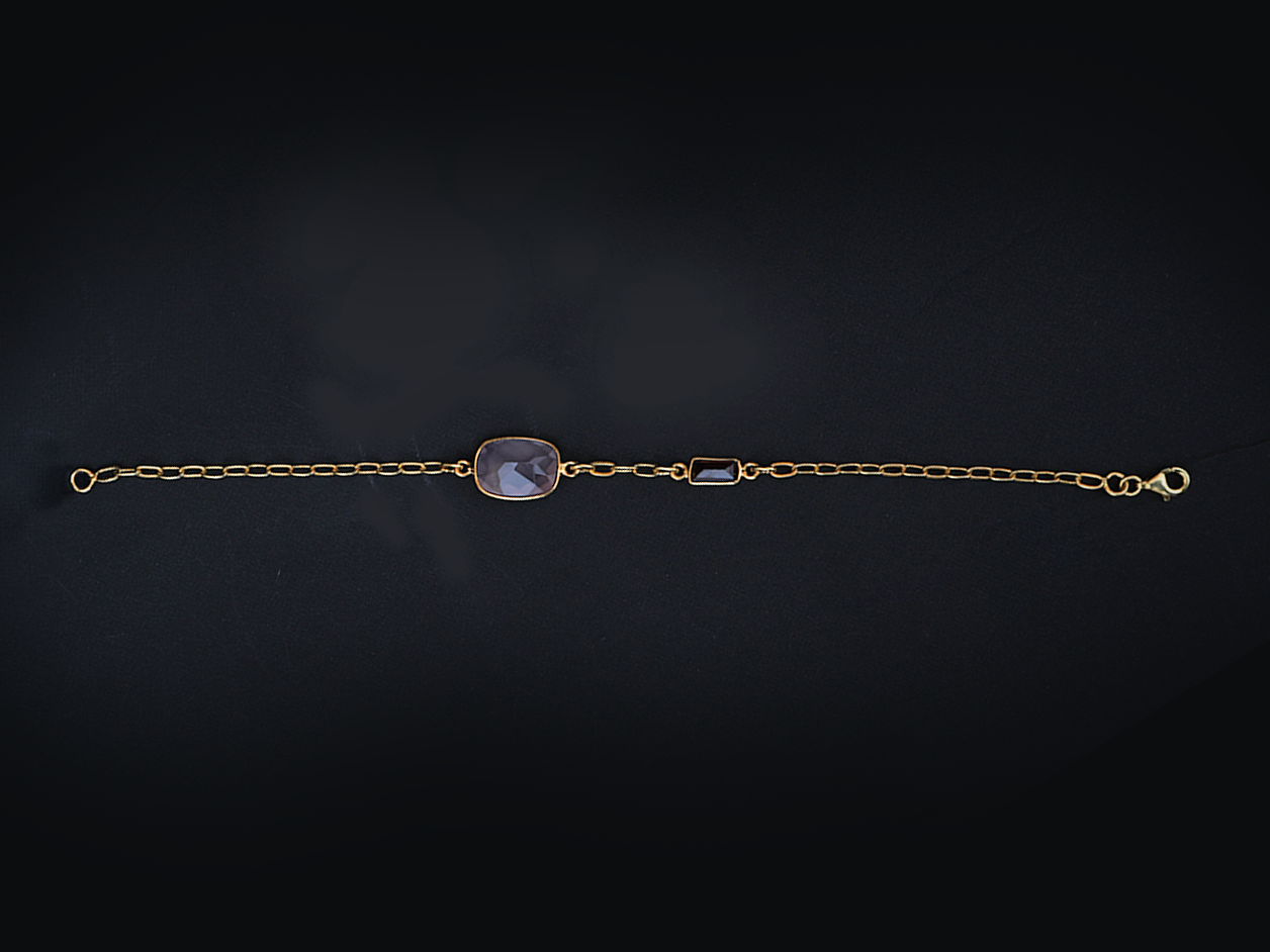 Gold Plated Pure Silver Stone Bracelet