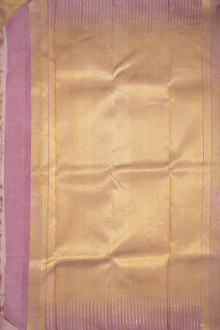 Gold Tissue Step Border Rose Beige Kanchipuram Silk Saree