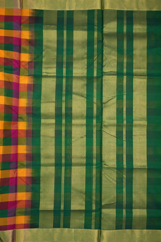 Gold Zari Border Multicolor Nine Yards Silk Cotton Saree