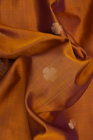 Gold Zari Motifs Golden Brown Soft Silk Saree