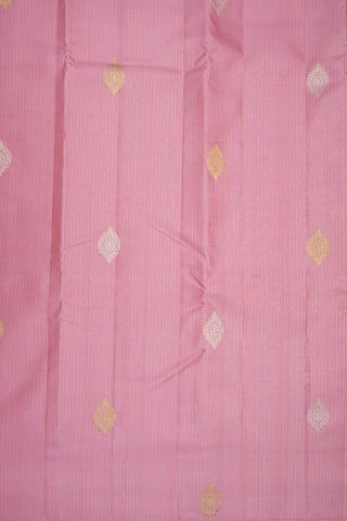 Gold Silver Zari Stripes Orchid Pink Kanchipuram Silk Saree