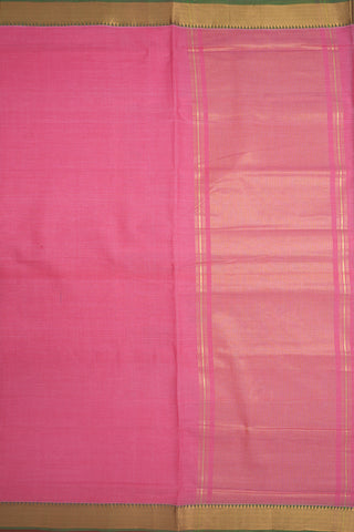 Gold Zari Twill Weave Border Pink Mangalagiri Cotton Saree
