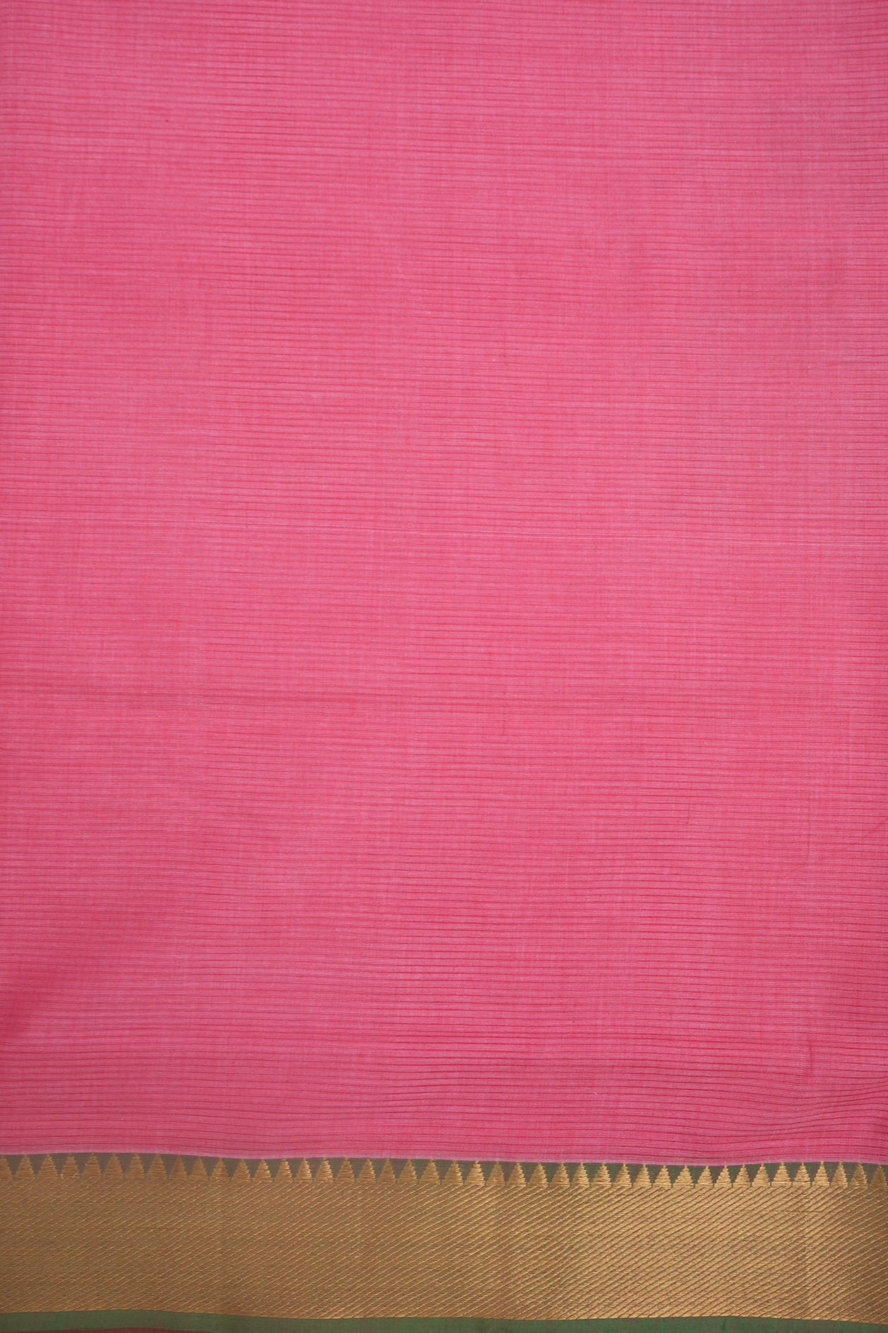 Gold Zari Twill Weave Border Pink Mangalagiri Cotton Saree