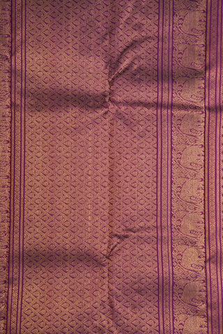 Vanki Design Vertical Stripes Dark Purple And Sage Green Kanchipuram Silk Saree