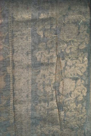 Half And Half Paisley Digital Printed Brown Semi Linen Silk Saree