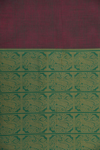 Half And Half Thread Work Yazhi Design Green Coimbatore Cotton Saree