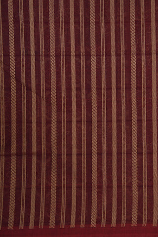 Half And Half Thread Work Yazhi Design Maroon Coimbatore Cotton Saree