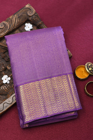 Half Diamond Border With Zari Stripes Purple Kanchipuram Silk Saree