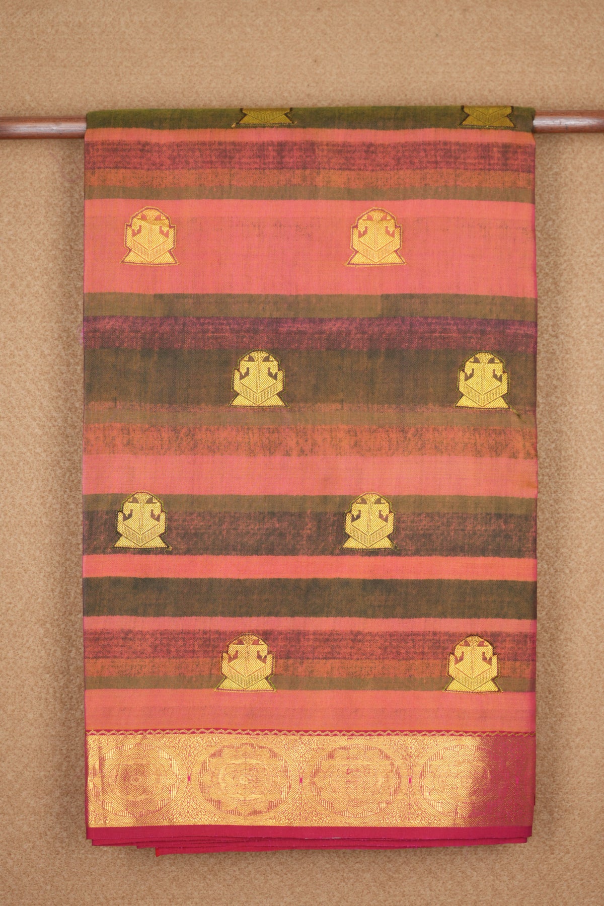 Hand Embroidered And Multicolor Printed Kanchipuram Silk Saree