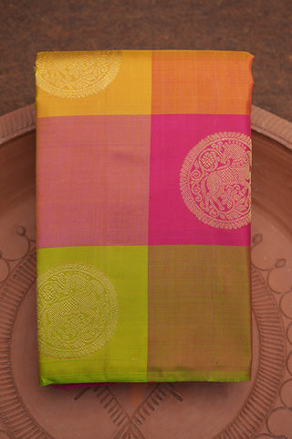 Horse Zari Motifs Multicolor Kanchipuram Silk Saree