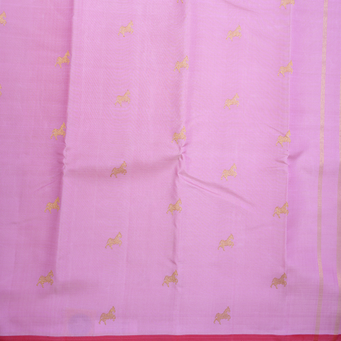 Horse Zari Motifs Orchid Pink Kanchipuram Silk Saree