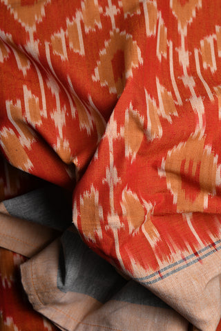 Ikat Design Red Cotton Double Bedsheet