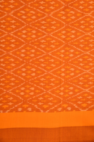 Ikat Design Orange Mercerised Silk Cotton Saree