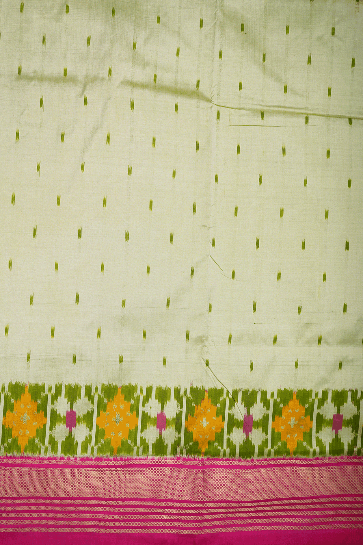 Ikat Buttis Beige Pochampally Silk Saree