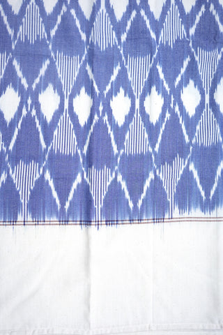 Ikat Design Blue And Off White Cotton Single Bedspread