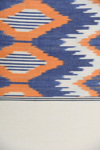 Ikat Design Blue And Orange Cotton Single Bedspread