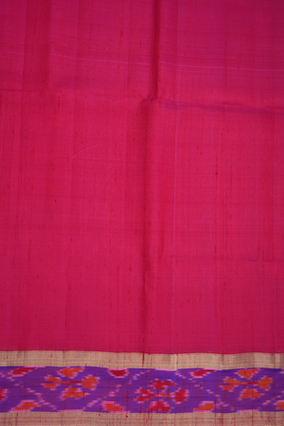 Ikat Design Border Plain Rani Pink Raw Silk Saree