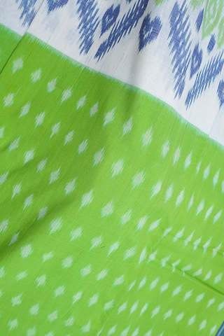 Ikat Design Buttas Light Green Pochampally Cotton Saree