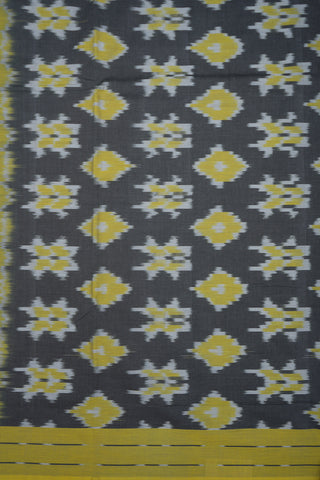 Ikat Design Dark Grey Pochampally Cotton Saree
