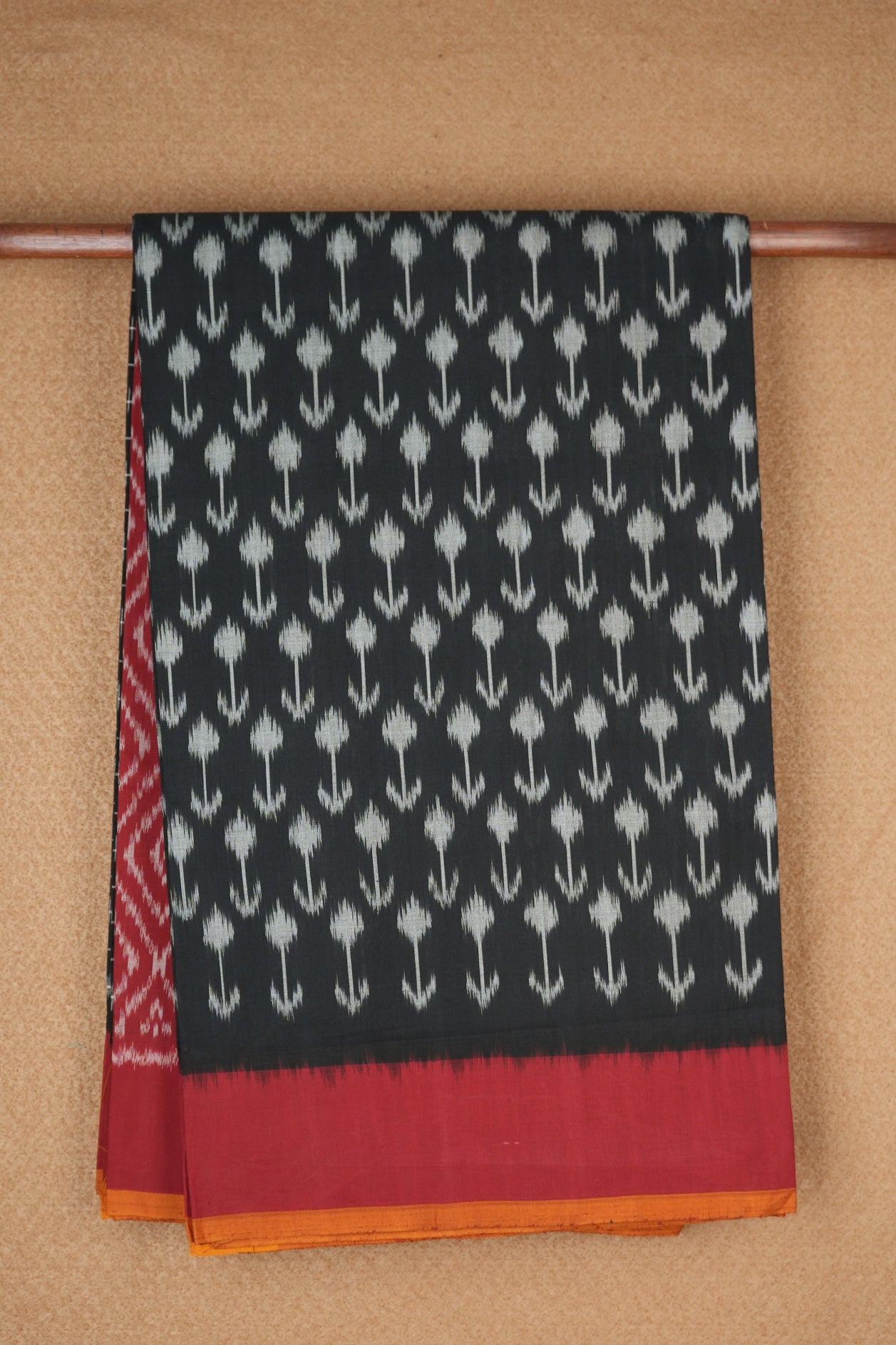 Ikat Design Black Pochampally Cotton Saree
