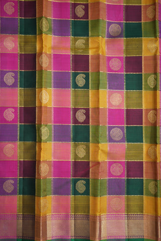 Iruthalai Pakshi And Paisley Zari Motifs Multicolor Kanchipuram Silk Saree