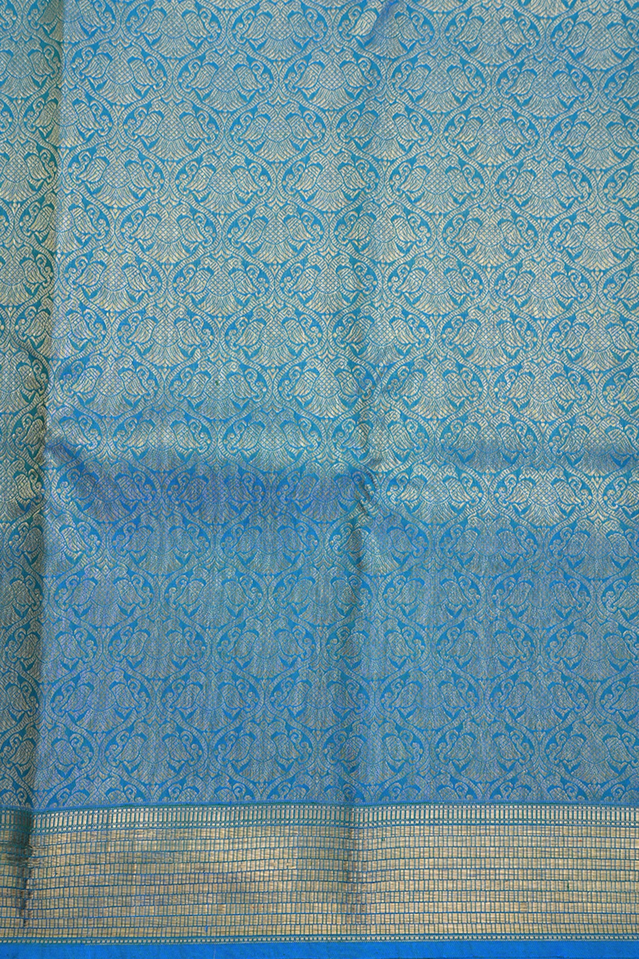 Iruthalai Pakshi Design Peacock Blue Kanchipuram Silk Saree