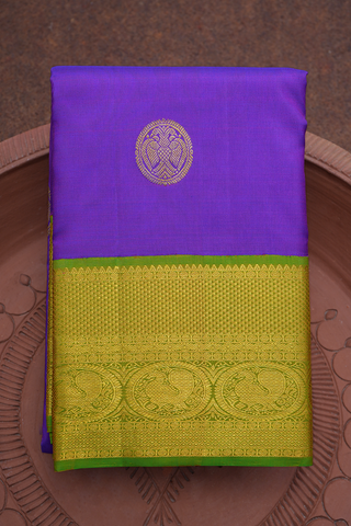 Iruthalai Pakshi Motifs Purple Kanchipuram Silk Saree