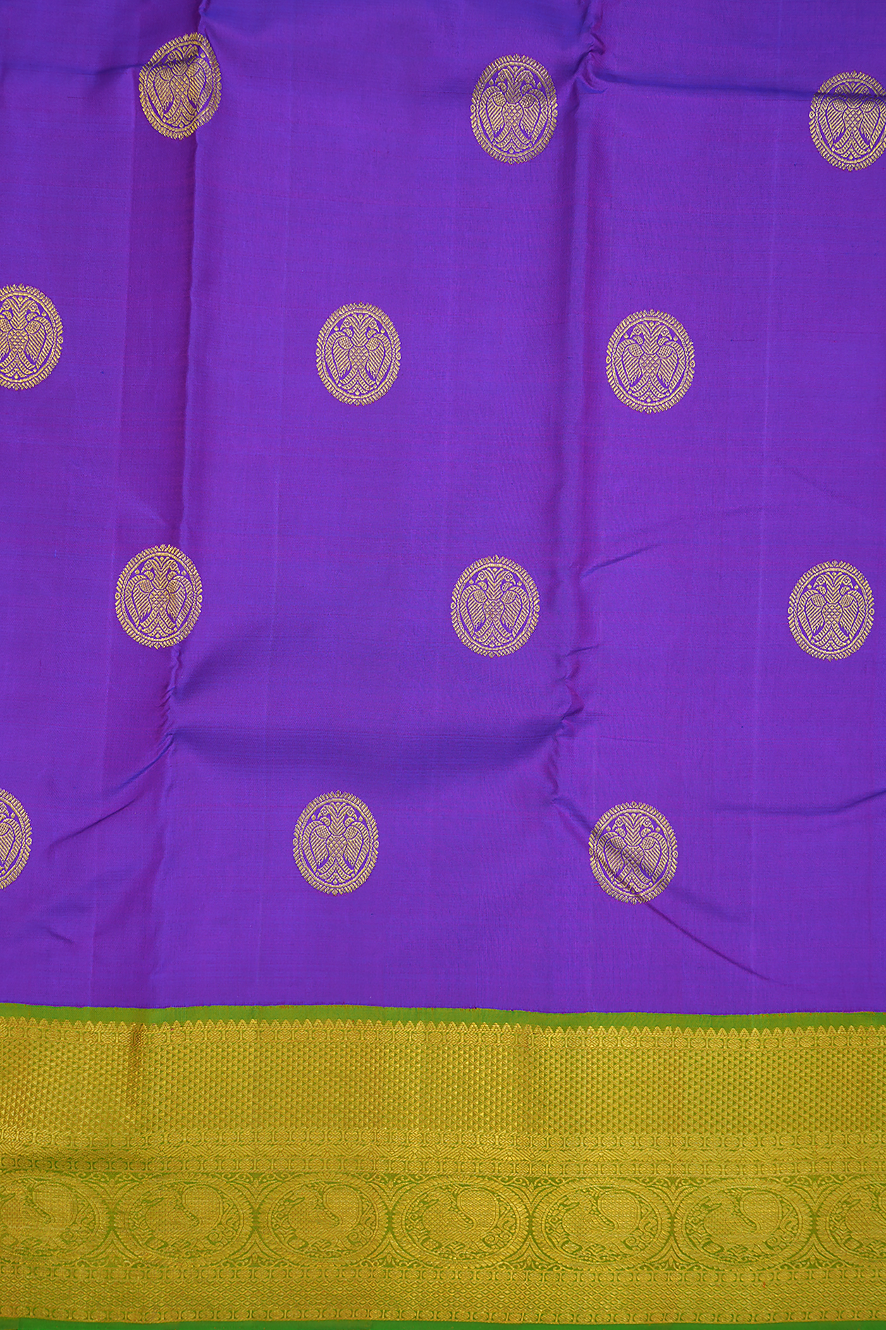 Iruthalai Pakshi Motifs Purple Kanchipuram Silk Saree