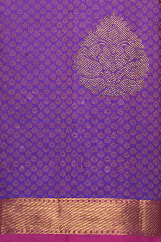 Threadwork And Floral Motifs Purple Kanchipuram Silk Saree
