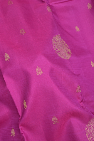 Iruthalai Pakshi Zari Motifs Magenta Kanchipuram Silk Saree