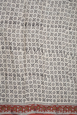 Ivory Block Printed Ahmedabad Cotton Saree