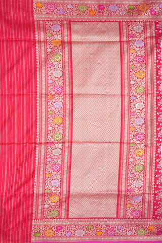 Jaal Floral Design Scarlet Red Banarasi Silk Saree