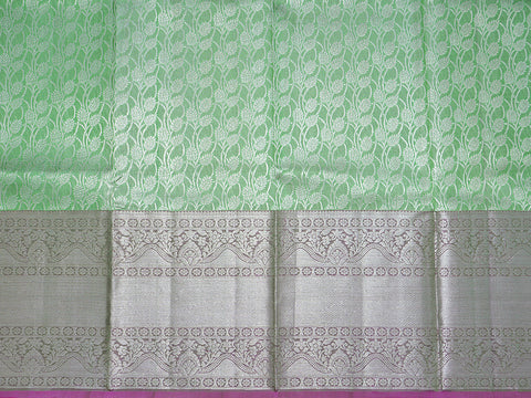 Jaal Floral Zari Design Pastel Green Pavadai Sattai Material